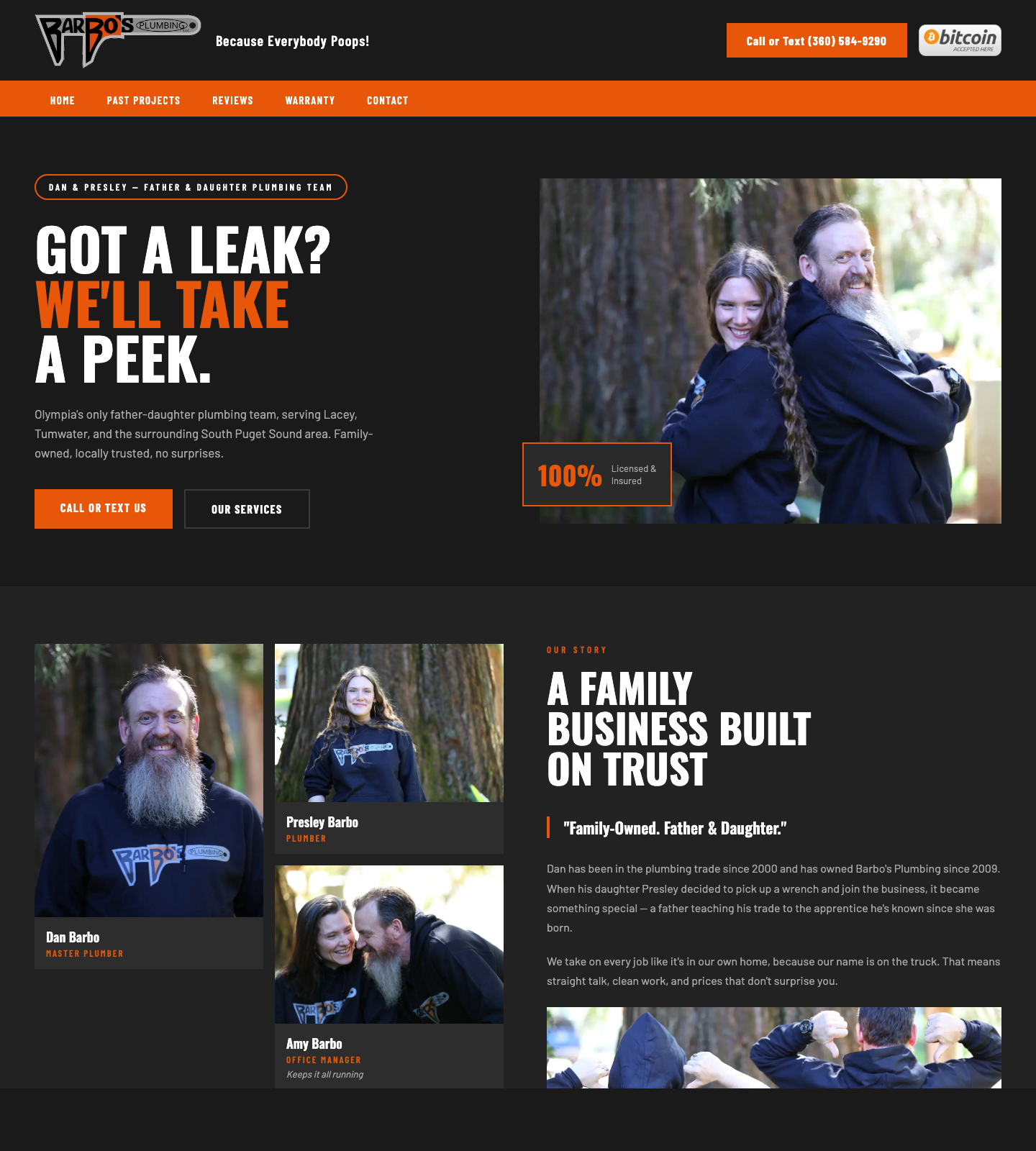 Original Barbo's Plumbing homepage before the redesign